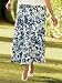 Blue Floral Linen Skirt Curved panels and godet insets at the hem create an easy fit and a slender look for the wearer of this long linen skirt. Side-zipper entry with hidden elastic in the back waistband. Unlined. Long linen skirt in blue floral. Pure l