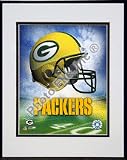Green Bay Packers Helmet Logo Double Matted 8 X 10 Photograph in Black Anodized Aluminum Frame