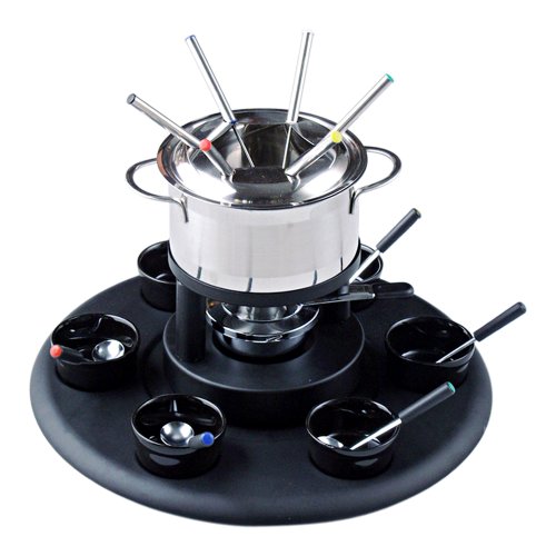 Tuxton 24-Piece Stainless Steel Fondue Set, Black
