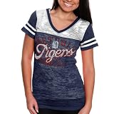 MLB Touch by Alyssa Milano Detroit Tigers Ladies Coop Premium T-Shirt - Navy Blue (X-Large)