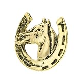 Horse head and horse shoe tie tac with presentation box. Made in the USA