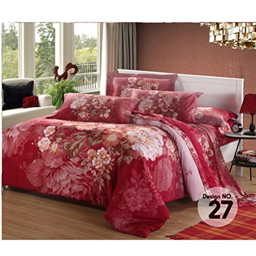 Home Textiles 3D Osaka Flower Bed Set Bedding Sets King size Reactive Printing Bedclothes Duvet Cover 3D Flat Sheet Bedspread 1000TC HT 011 No 027 Free UPS Shipping