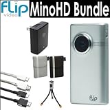 Pure Digital Flip MinoHD Brushed Metal Digital Camcorder 2nd Generation Video Bundle