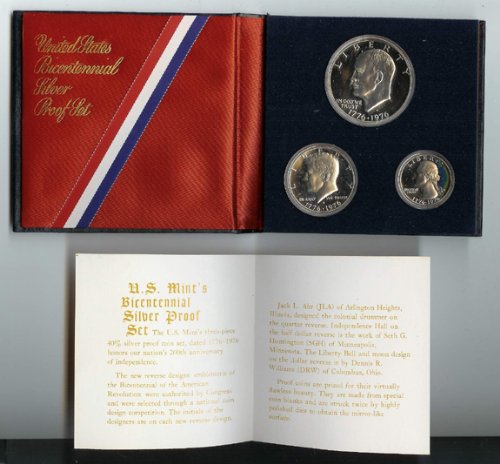 1976 1776 US Mint Special Bicentennial 3 Coin Proof Set-image