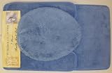 3 PIECE BATHROOM RUG, CONTOUR & LID COVER SET - BLUE