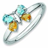 Sterling Silver Stackable Expressions Bt & Ci Butterfly Ring