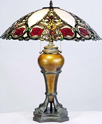 Gilded Antique Rose Tiffany Table Lamp