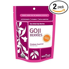 Navitas Naturals Certified Organic Goji Berries, Himalayan Superfruit, Goji Power 8-Ounce Pouch (Pack of 2)