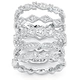 PalmBeach Jewelry Silver Tone Set of Five DiamonUltra™ Cubic Zirconia Stackable Eternity Rings