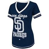 MLB San Diego Padres Bling Beauty Short Sleeve V-Neck Boyfriend Tee Women's