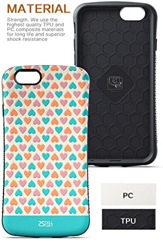 iPhone 6 Case, OTTII Heart Case for iPhone 6 (4.7") - Purple, Blue & Orange Heart Pattern - 3D Embossed Painting Process - 2 Layer Shock Absorbing Design for Drop Protection + Scratch Resistance