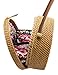 Handwoven Round Rattan Bag Shoulder Leather Straps Natural Chic Hand Gyryp