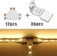FINELED 12 PCS T Shape 2-pin 10mm Strip Light Corner Connector Quick Splitter for 5050 5630 3014 2835 3528 Single Color LED Strip Light,Connectors included (12 X T Shape PCB + 36 X Connector)