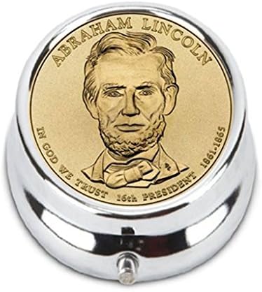 Abraham Lincoln Peny Custom Stainless Steel Pill Case Box Organizer - Oscas Wood Best Gift