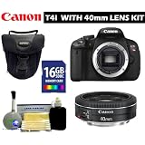Canon T4i Body with 40mm Lens Bundle + Case + 16GB Class 10 Memory Card + 5 Piece Accessory Kit