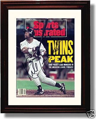 Framed Kirby Puckett Autograph Print - 10/21/1991