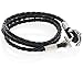 Regetta Jewelry Anchor Black Braided Double Wrap Leather Wristband with Anchor Clasp