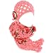 Winter Set Crochet Flower Hand Knit Beanie Skull Ski Cap Hat with Scarf Shawl Pink