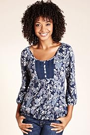 Pure Cotton Oak Leaf Print Gypsy Top