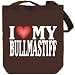 Canvas Tote Bag Brown " I LOVE Bullmastiff " Dogs