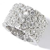 Sterling Silver / Platinum Cubic Zirconia French Pave Flex Eternity Ring