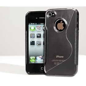 Black Hard Back Crystal Silicone Case & Screen Protector for the new Apple iPhone 4 4G HD