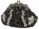 Beaded, Satin flower sequins desing, metal antique frame, Evening Bag - Amalia Bag