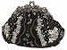 Beaded, Satin flower sequins desing, metal antique frame, Evening Bag - Amalia Bag