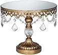 Antique Gold Crystal Beaded 10" Wide Small Cake Stand