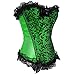 Womens Floral with Black Lace Trim Corset Satin Overbust Waist Cincher Bustier