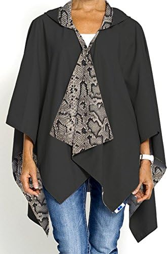 Rainraps Women's Fashion Water Repellent Hooded Wrap One Size Black/Snakeskin