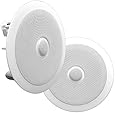 Pyle PDIC60 In-Wall / In-Ceiling Dual 6.5-Inch Speaker System, Directable Tweeter, 2-Way, Flush Mount, White (Pair)