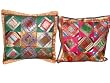 2 State green Hot Pink Tribal India Vintage Sari Toss Pillow Cushion Covers