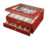 Mele Cherry Finish Watch Box- 15 Watch Cushions