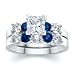 Jewelry : 2.50 CT PRINCESS DIAMOND W ROUND BLUE SAPPHIRE RING SET