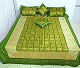 Block Print King Size Bedspread Bed Sheet with Pillow & Cushion Covers