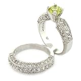 Classic 2-piece Wedding Set with Peridot CZ & pavé