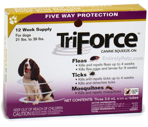 TriForce Squeeze-On - Dogs 21 to 39 lbs - 12 Week Supply