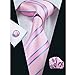 Hi-Tie Mens Pink Silk Jacquard Woven Tie Set Wedding Necktie