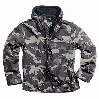 Windbreaker Outdoor Hoodie mit Fleece und durchgehendem Zipper - black camo - (40500431)