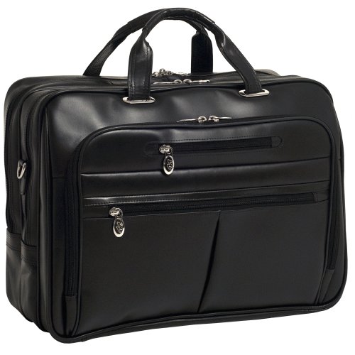 McKleinUSA ROCKFORD 86515 Black Leather Fly-Through Checkpoint-Friendly 17 Laptop Case