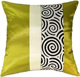 Artiwa 16"x16" Silk Decorative Pillow Cover : Lime & Cream Spiral