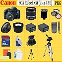 Canon EOS Rebel Xsi (A.k.a. 450d) SLR Digital Camera Kit (Black) with 18-55mm Is Lens + Huge Accessories Package Including Wide Angle Macro Lens + 2x Telephoto + 3 Pc Filter KIT + 8gb Sdhc Memory Card + 2x Extended Life Batteries + Carrying Case + Tripod & Much More Including Free Shipping !!