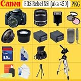51K%2B1Q0IlPL. SL160  #>> Canon EOS Rebel Xsi (A.k.a. 450d) SLR Digital Camera Kit (Black) with 18 55mm Is Lens + Huge Accessories Package Including Wide Angle Macro Lens + 2x Telephoto + 3 Pc Filter KIT + 8gb Sdhc Memory Card + 2x Extended Life Batteries + Carrying Case + Tripod & Much More Including Free Shipping !! Reviews