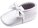 C-Princess ベビーシューズ ファーストシューズ 赤ちゃん 女の子 お姫系 子供靴 フォーマル かわいい 蝶結び飾り付 結婚式 入園式 お祝い (13cm, Eシルバー)