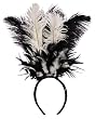 Black and White Feathered Headpiece - Adult Std.