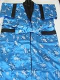 Women's 100% Thai Silk Kimono- Teal Blue Oriental Dragon Design- (Size LARGE 38-40)