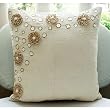 Jute Flowers - Decorative Pillow Covers - Jute Cotton Pillow Cover with Mother of Pearl