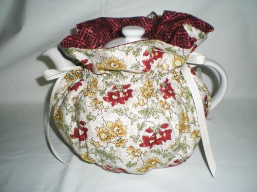 Brown and Gold Flowers Tea Pot Cozy - Fits 6 Cup Teapot - Reversible - Tea Pot Not Included