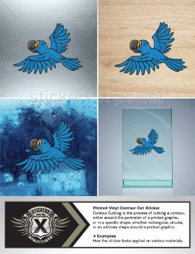 Decals Stickers Parrot Notebook Mobile Laptop Wall Art Decor Library Office Pet Shop Size: 5 X 3.6 Inches Vinyl color print